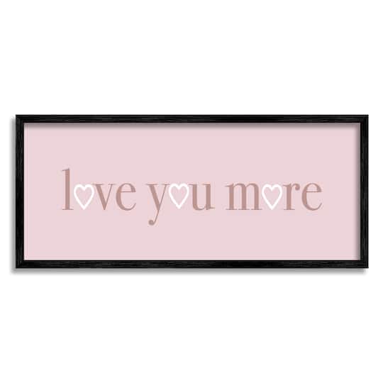 Stupell Industries Soft Pink Love You More Phrase Heart Shapes in Black Frame Wall Art